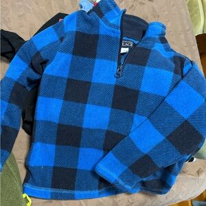 The Children's Place Blue and Black Plaid Fleece Pullover 4T